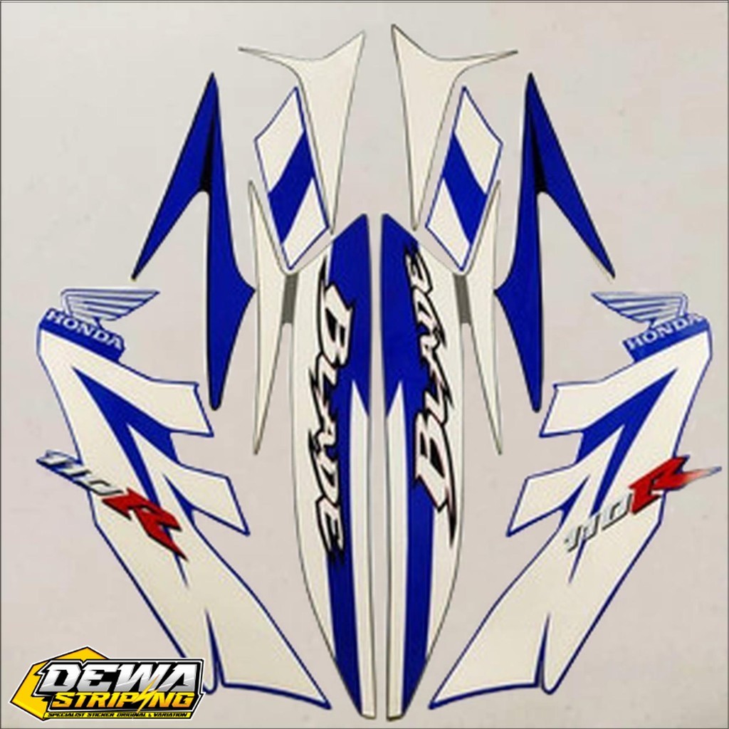 Striping Stiker Motor Honda Blade 110R 2009 Silver-Biru