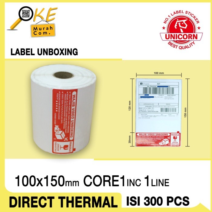 

KAYDEN STORE Stiker Label Thermal Resi Alamat Pengiriman 100x150mm / 100x150 / A6 Video Unboxing
