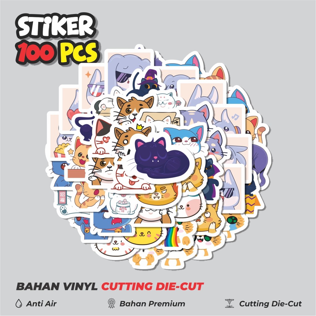 

Terbaru! 50 pcs Sticker Kucing Lucu Cute Kawaii Sticker Dekorasi Lucu Kreatif untuk Notebook, Skateboard, HP