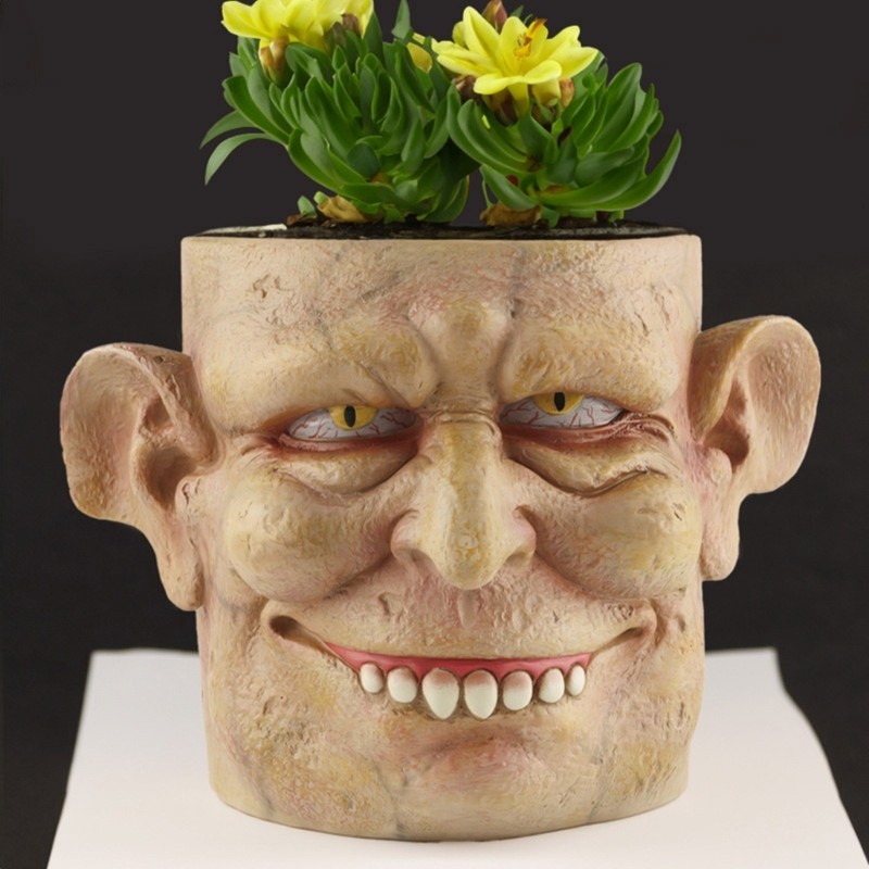 

3D DIY Flower Pots Mold Silicone Concrete Mold Strange Face Silicone Vase Mold for Crafting Concrete Flowerpot