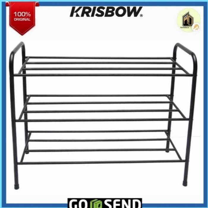 Krisbow Rak Sepatu 3 Tingkat 72x30x55 Cm - Hitam / rak sepatu besi