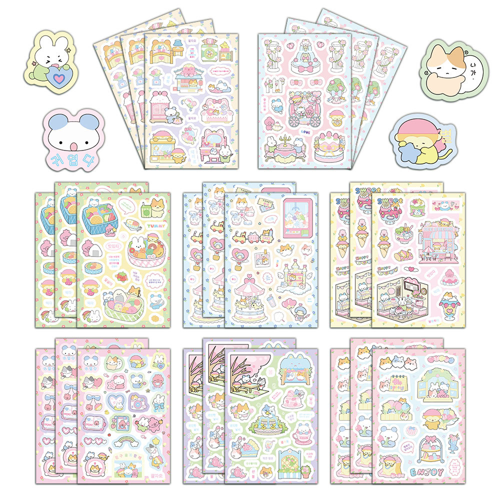 

8PCS Spring Day Travel Stickers Cartoon Cute Small Elements Handheld Account Phone Case Notebook Decoration Waterproof Stickers