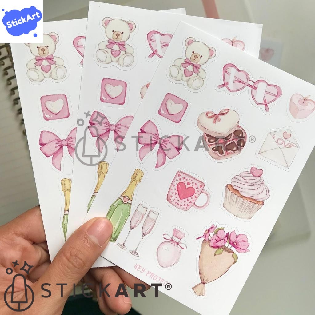 

[STICKART] Stiker valentine/ stiker hari ksaih sayang/ sticker love asthetic/ sticker gadis pink BAHAN DAN KWALITAS PREMIUM