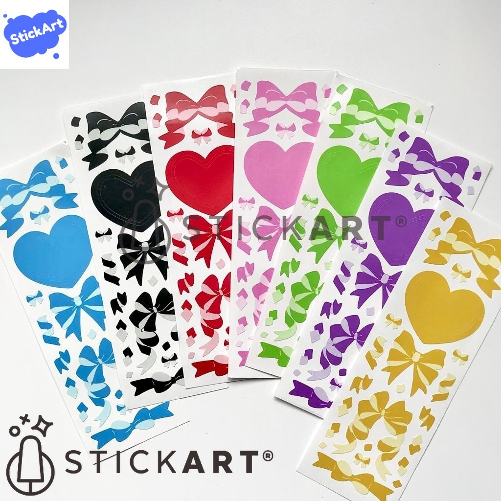 

[STICKART] Ribbon confetti sticker sheet/ stiker jurnal/ stiker dekorasi polco photocard BAHAN DAN KWALITAS PREMIUM