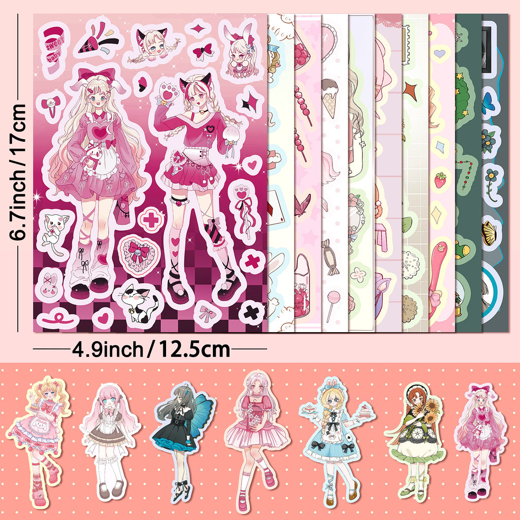 

10 / Pack of Secondary American Teenage Girl Warrior Stickers Loli Girl Character Stickers Girls DIY Handbook Stickers