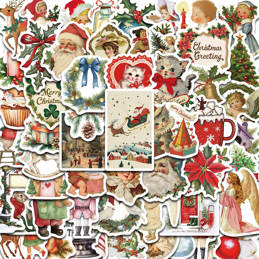 

50PCS Romantic Christmas Stickers Home Decorative for Home 2024 Wall Sticker Gift Year Christmas 2025 Creative DIY Sticker