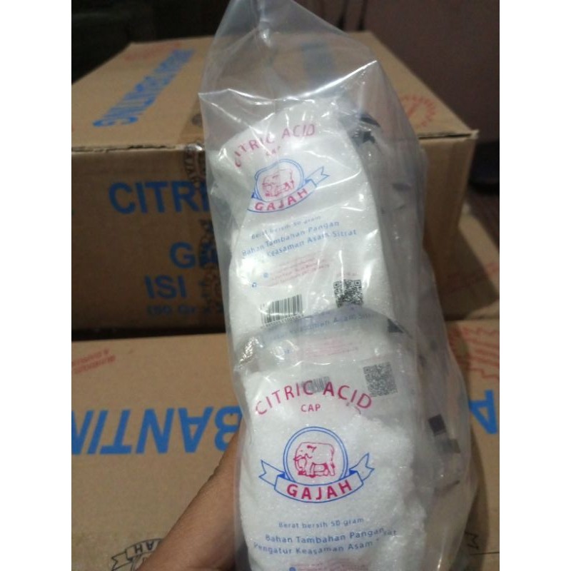 KICLONE_SHOP  Citrun acid gajah/citrun pembersih/sitrun gajah/citrun acid gajah berat per pak@50gr