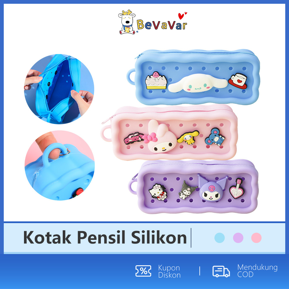 

​​BEVAVAR​​ Tempat Pensil Karakter Motif Lucu Kartun Kotak Pensil Silikon DIY