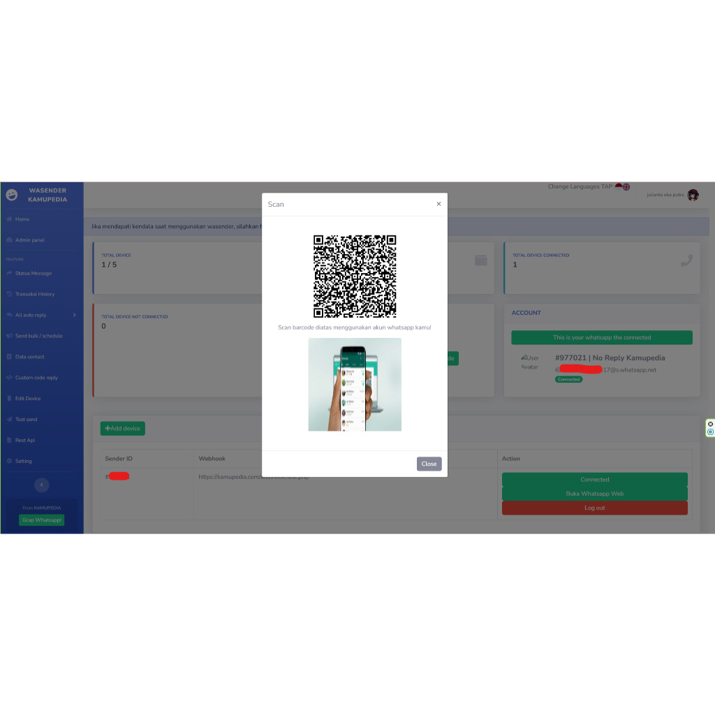 TERBARU Source code (Script) Whatsapp Gateway AUTO READ Multi Device 100% NO ENC