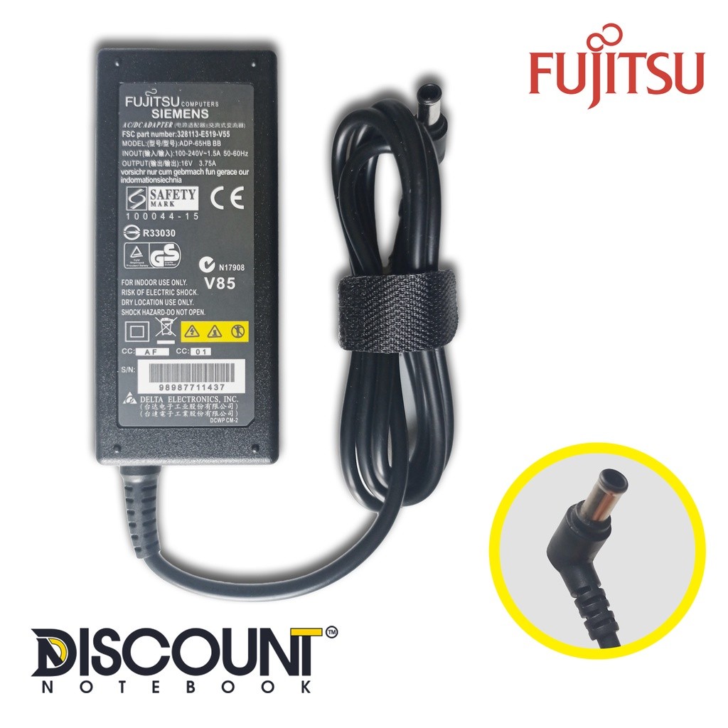 ADAPTOR CHARGER LAPTOP FUJITSU 16V 3.75A