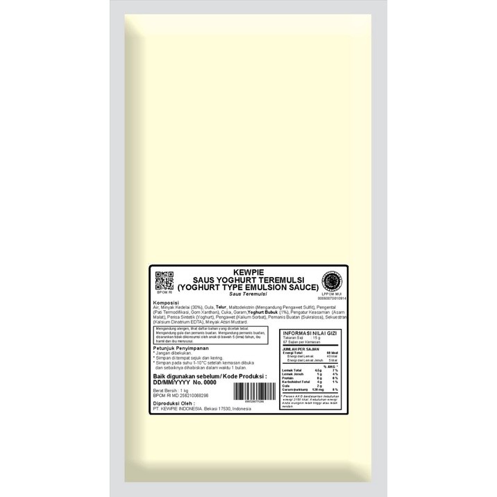 

KEWPIE COOKING SAUCE YOGHURT MAYO 1KG HALAL SEHAT