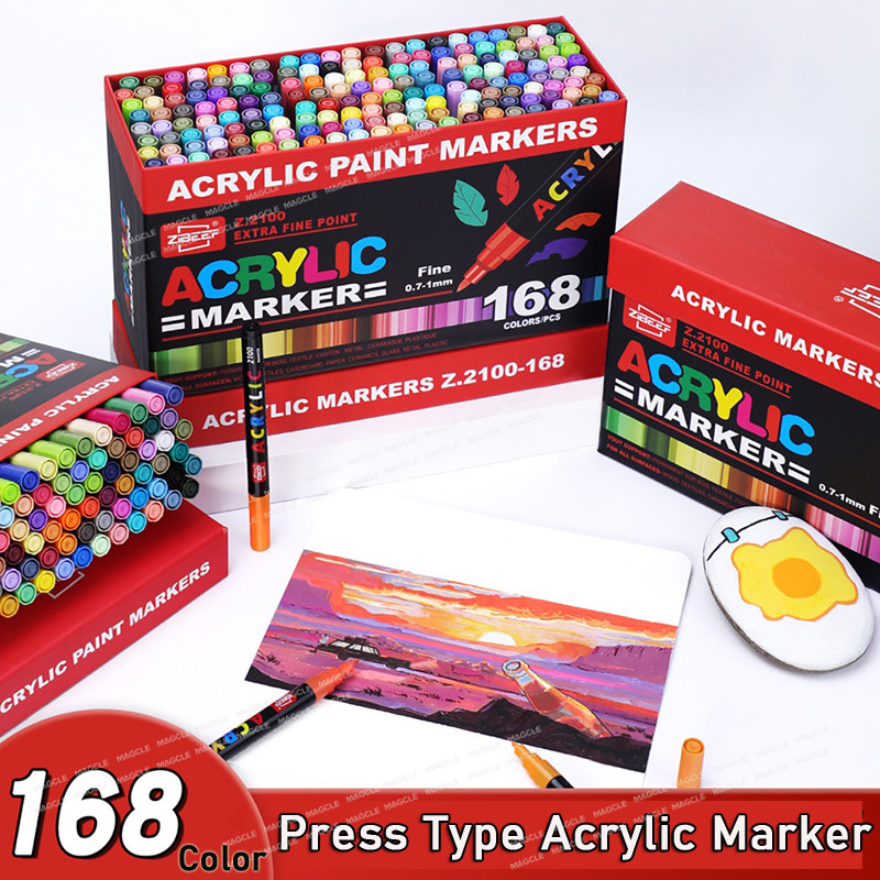 

36~168 Multi Colors Acrylic Marker Pen Suit,0.7mm Nib Hard Waterproof rotulador permanente Drawing Pen Paint On various material