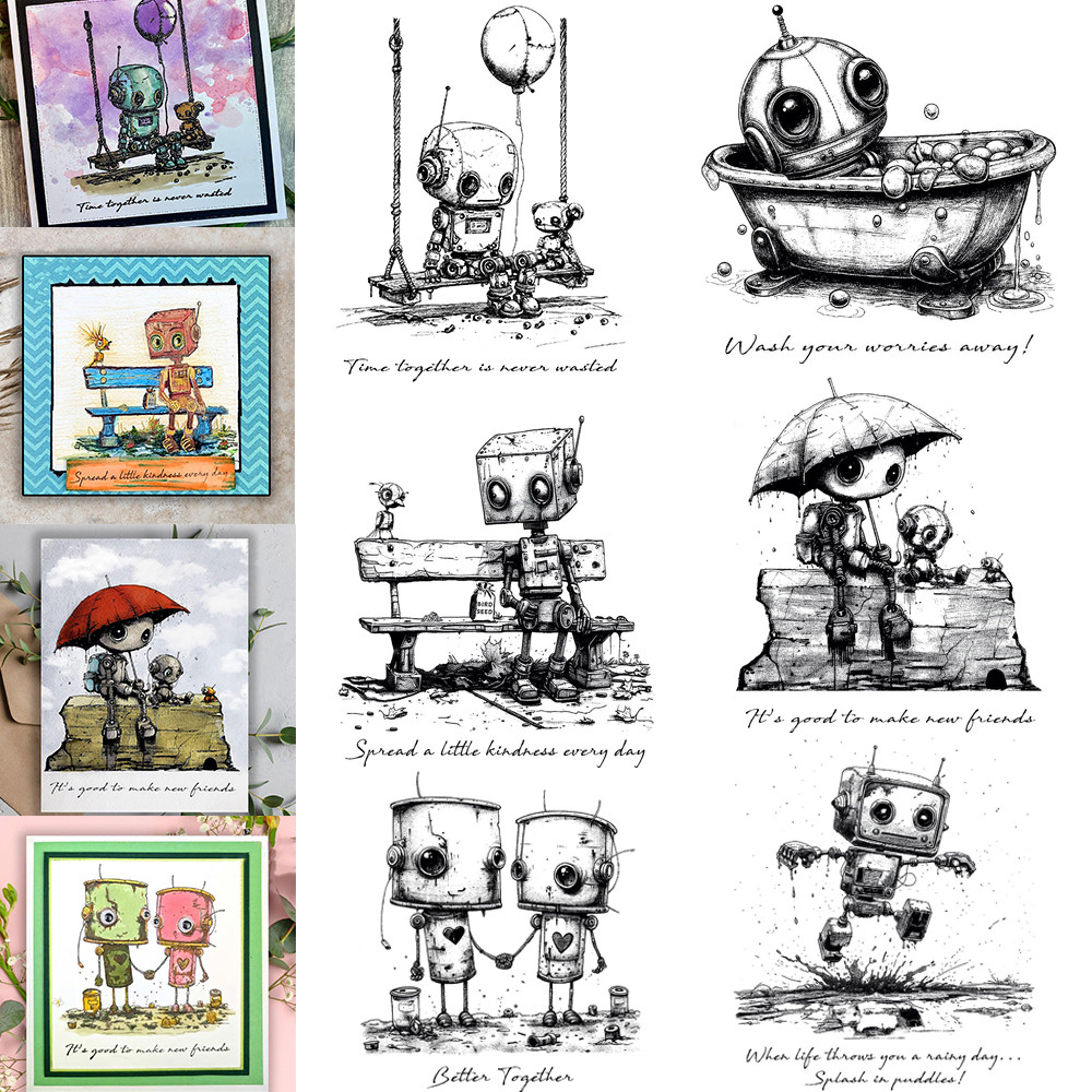 

Time Together Robot Series Clear Stamp Wash Your Worries Away Little Kindness Stamp For DIY Scrapbooking Paper Craft Card Making