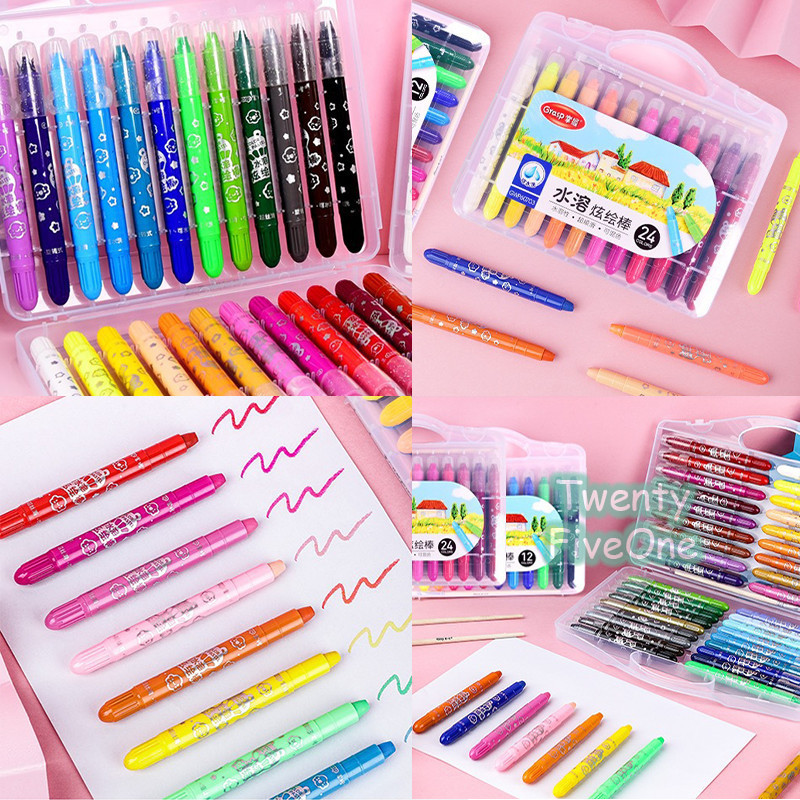 

Grasp Sedang Crayon Orinal 12/24/36/48 Warna Water Soluable Crayon Krayon Mewarnai