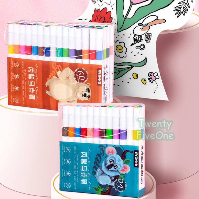 

Pen Akrilik Marker Acrylic Marker Set 12/24/36/48/60/80 Warnas Tahan Air Menggambar Kreativitas