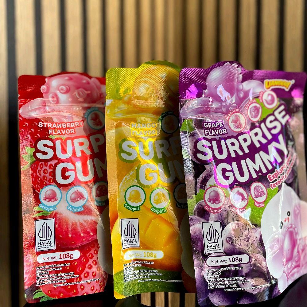 

[LIANGGUI] SURPRISE GUMMY STRAWBERRY, ANGGUR, MANGGA, PERMEN LUNAK RASA BUAH, CHEWY, MANIS, ASEM, CEMILAN, SNACK, PERMEN KARAKTER, LUCU, CANDY