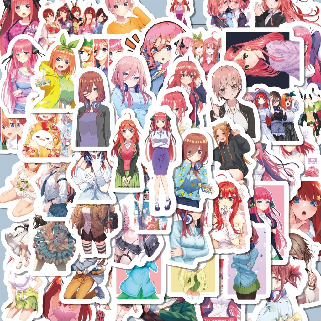 

100PCS Lucu Stiker Anime The Quintessential Quintupletsl (Gotōbun no Hanayome) Stiker Aesthetic Stiker Anti Air Stikers Berperekat Waterproof sticker decal buat Motor Helm Buku Journal Koper Casing HP Laptop Botol Minum Hadiah anak