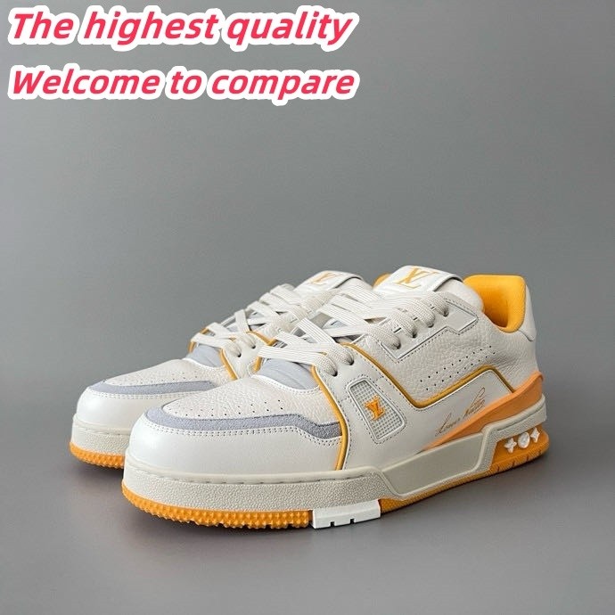 LV Trainer Low-top Retro Casual Sneakers White/Yellow Unisex 5150657