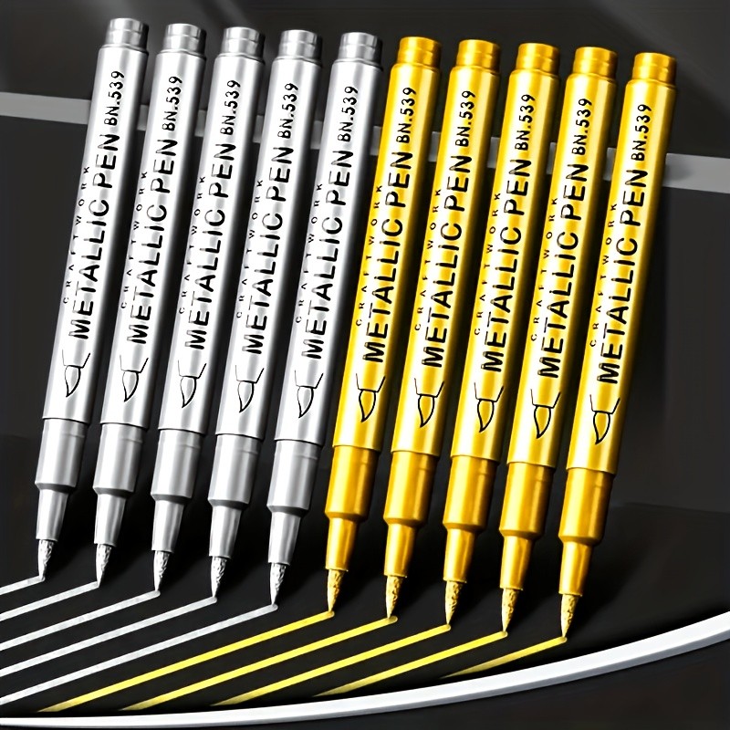 

2Pcs Permanent Marker Pen Quick Drying Oil Based Paint Markers Gold Silver Color Oily Graffiti Pens Student Drawing Supplies