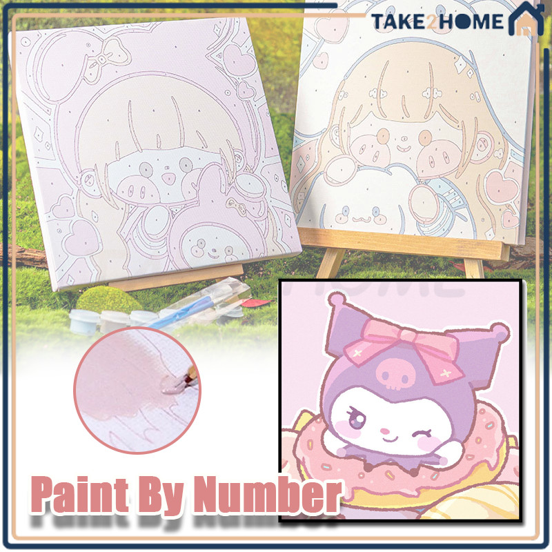 

Kit Canvas Paint By Number Digital Melukis/Kit Kartun DIY Painting/Canvas Painting Kit dengan Frame Lukis