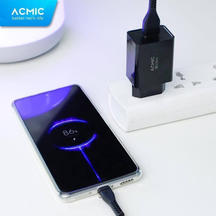 ACMIC CQC01 USB 18W Kepala Charger Fast Charging Adaptor - Black, CQC01 Only
