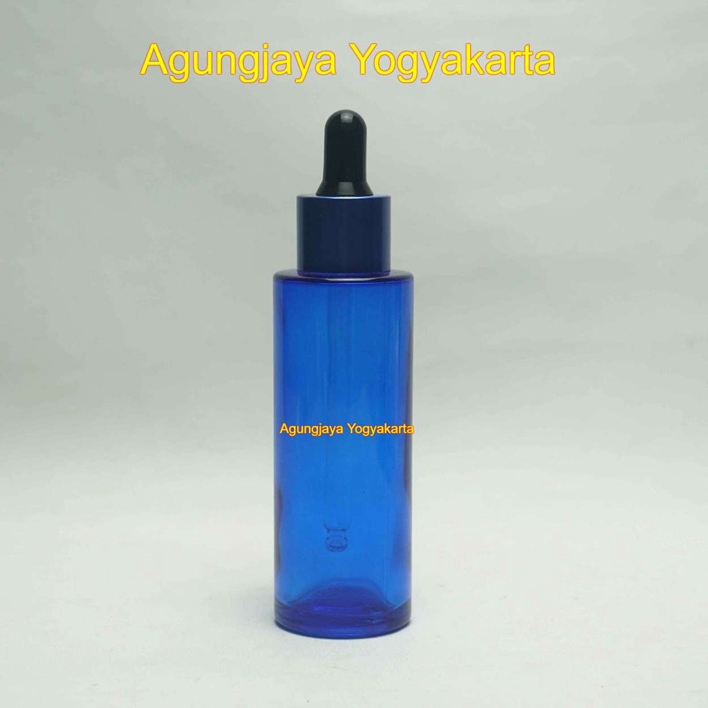 Serum Kaca 60 ml RF Biru Pipet / Botol Kaca Kosmetik Cilinder 60 ml Biru Original Pipet Karet