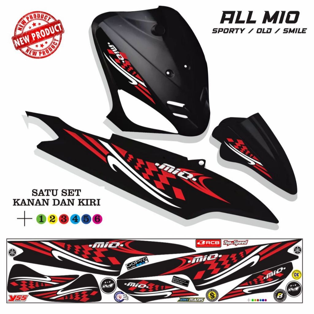 MIO STICKER SEPEDA MOTOR YSS/STRIPING MOTOR /STICKER MIO SPORTY / VARIASI MIO SMILE/V2 MOTIF KEREN