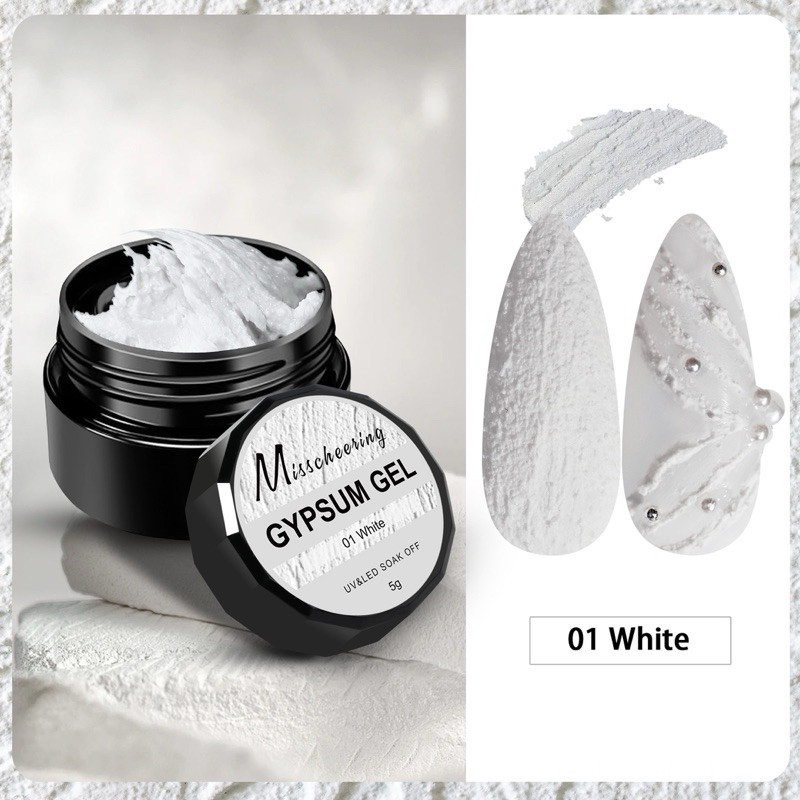 Nailtitude mischeering gypsum gel nail art white gel gipsum uv nail gel embossed hiasan nail art tim