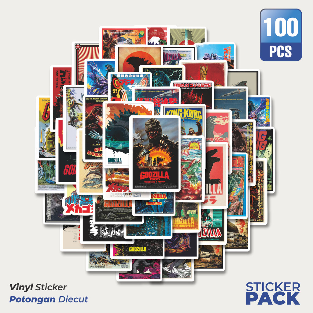 

Stiker Vinyl Stiker Poster Retro Motif Film Godzilla Waterproof Aesthetic- Untuk Laptop, Motor, dan Helm - Paper Stationery Pack