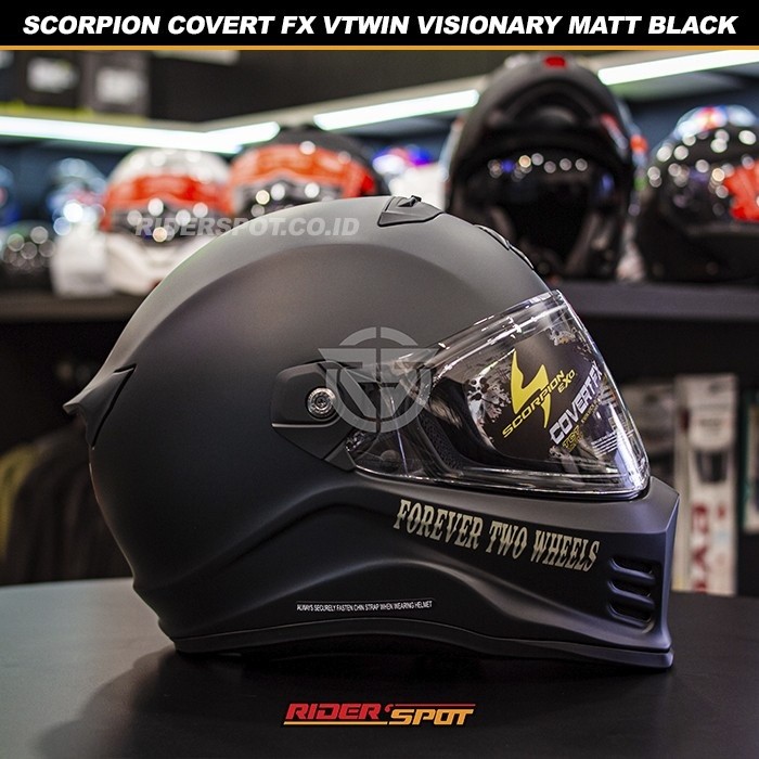 Helm Motor SCORPION Covert FX Vtwin Visionary Matt Black Full Face Helmet