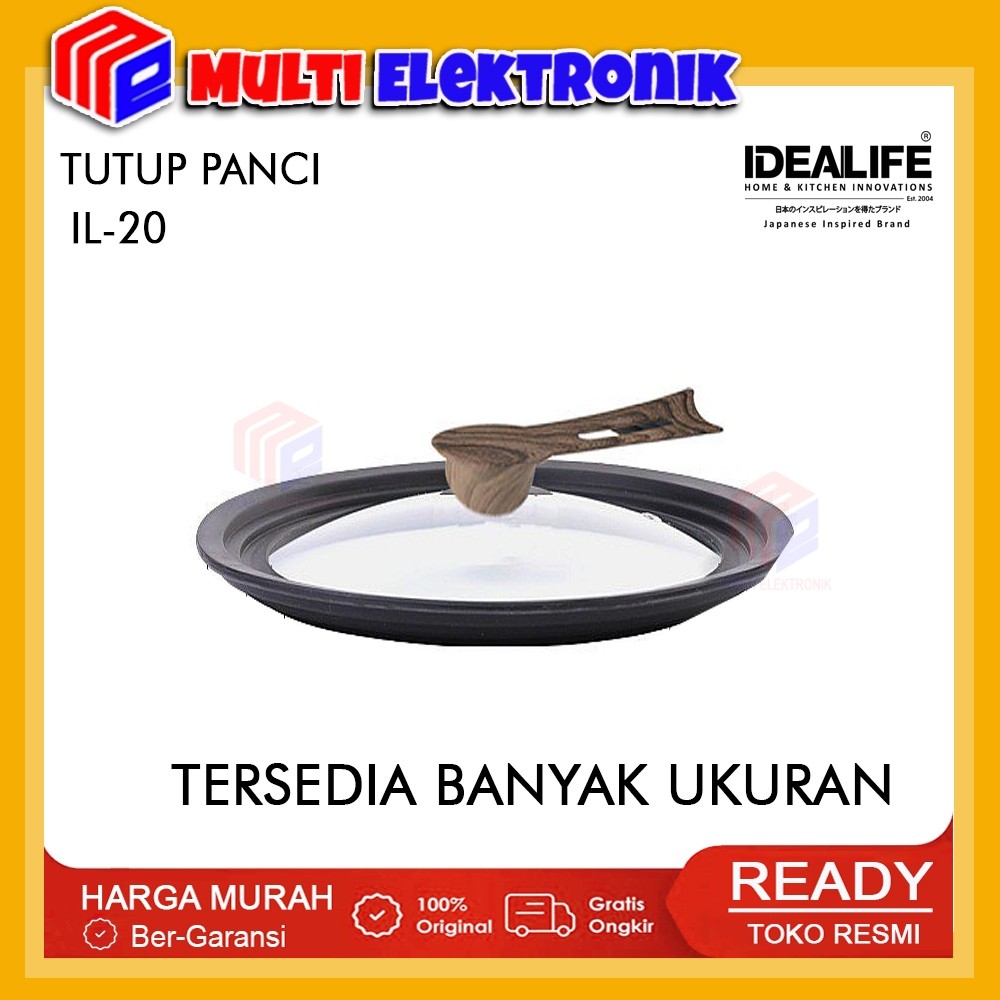 Idealife Tutupan Panci Idealife Multi Size Glass Cookware Lid