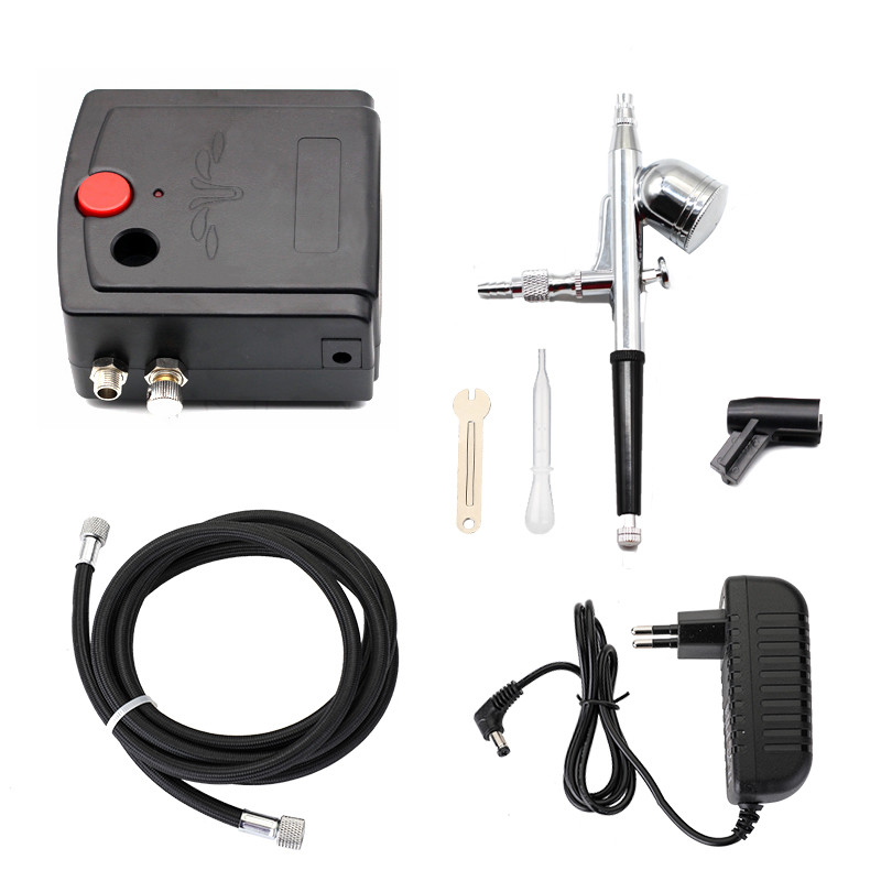 

Dual-Action Spray Gun Airbrush with Compressor 0.3mm Airbrush Kit for Nail Airbrush for Model/Cake/Car Painting
