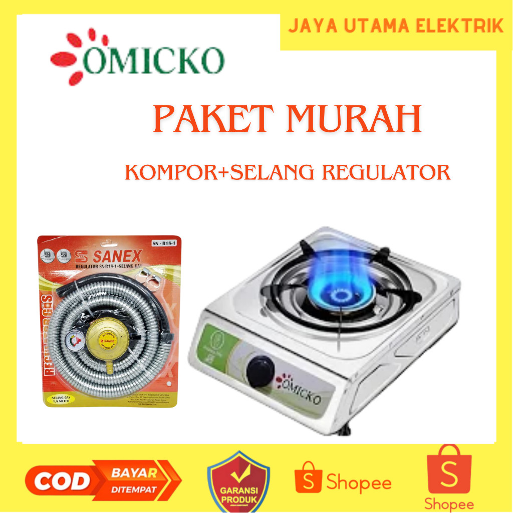 OMICKO KOMPOR GAS 1 TUNGKU API BESAR/KOMPOR STAINLES BERKWALITAS