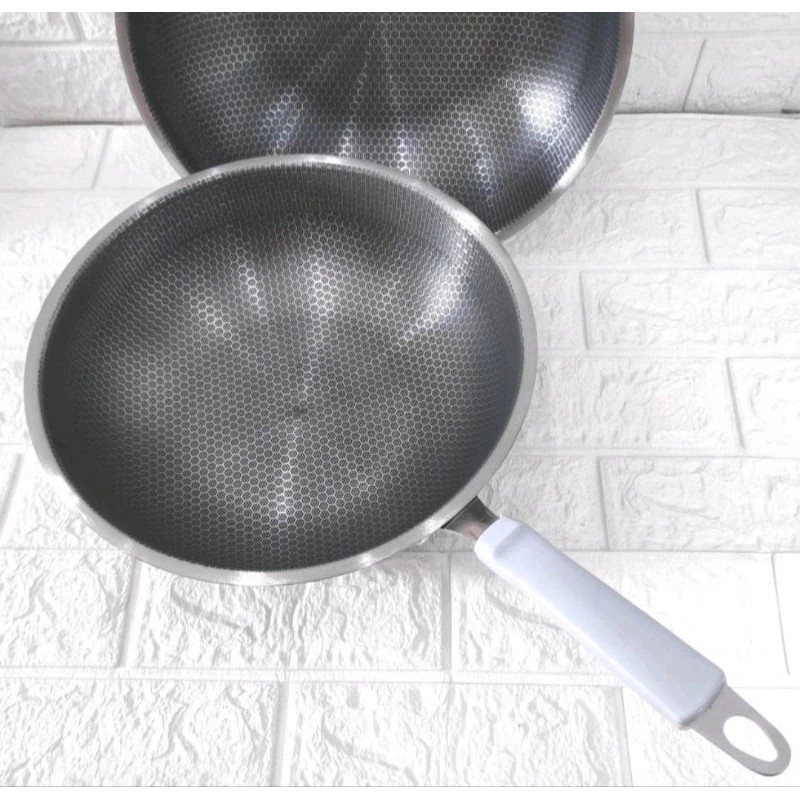 Wajan Anti Lengket Fry Pan 32cm | Wajan Laba | Teflon Jumbo Tebal | Wajan Stainless Steel