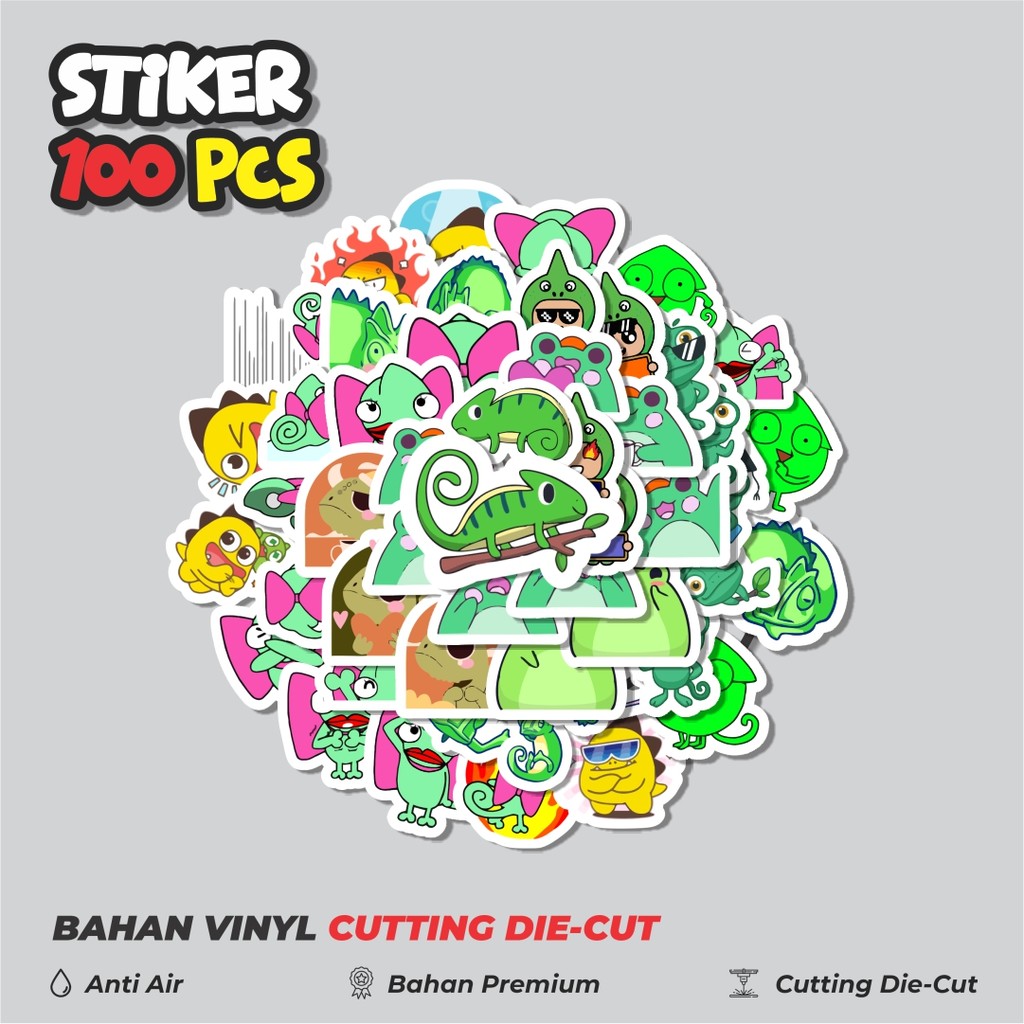 

Terbaru! 50 pcs Stiker Hewan Bunglon Dekorasi Lucu Kreatif untuk Notebook, Skateboard, HP