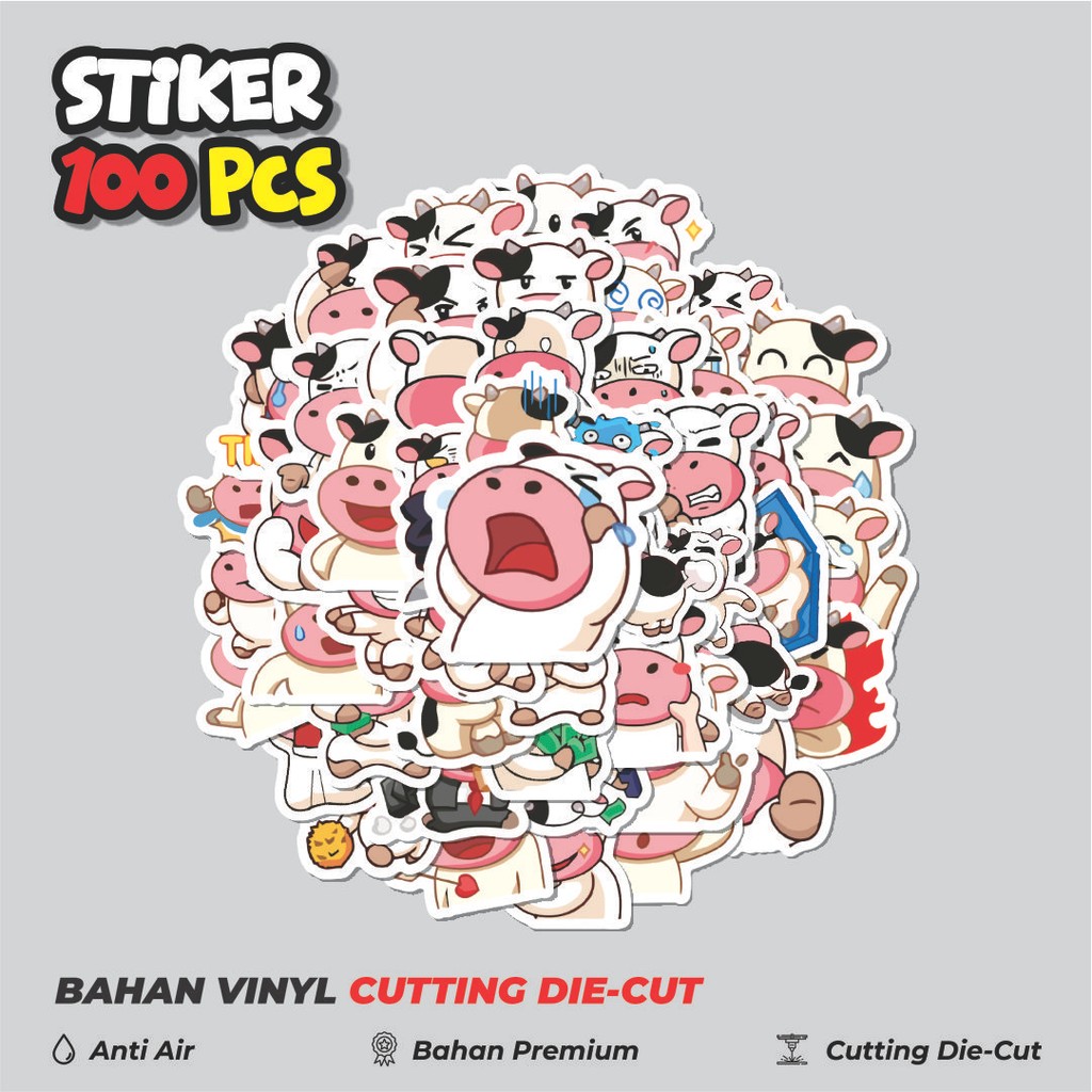 

Terbaru! 50 pcs Sticker Hewan Sapi Dekorasi Lucu Kreatif untuk Notebook, Skateboard, HP