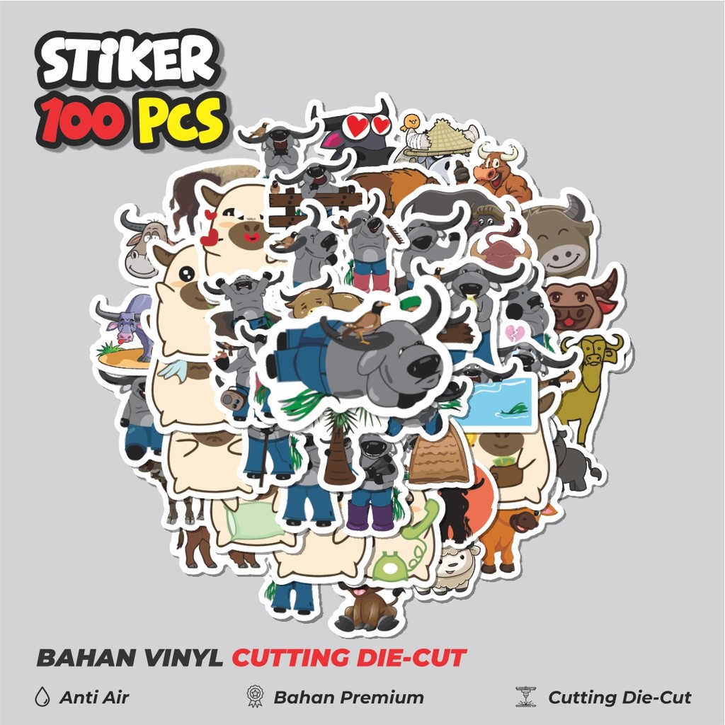 

Terbaru! 50 pcs Stiker Hewan Kerbau Dekorasi Lucu Kreatif untuk Notebook, Skateboard, HP