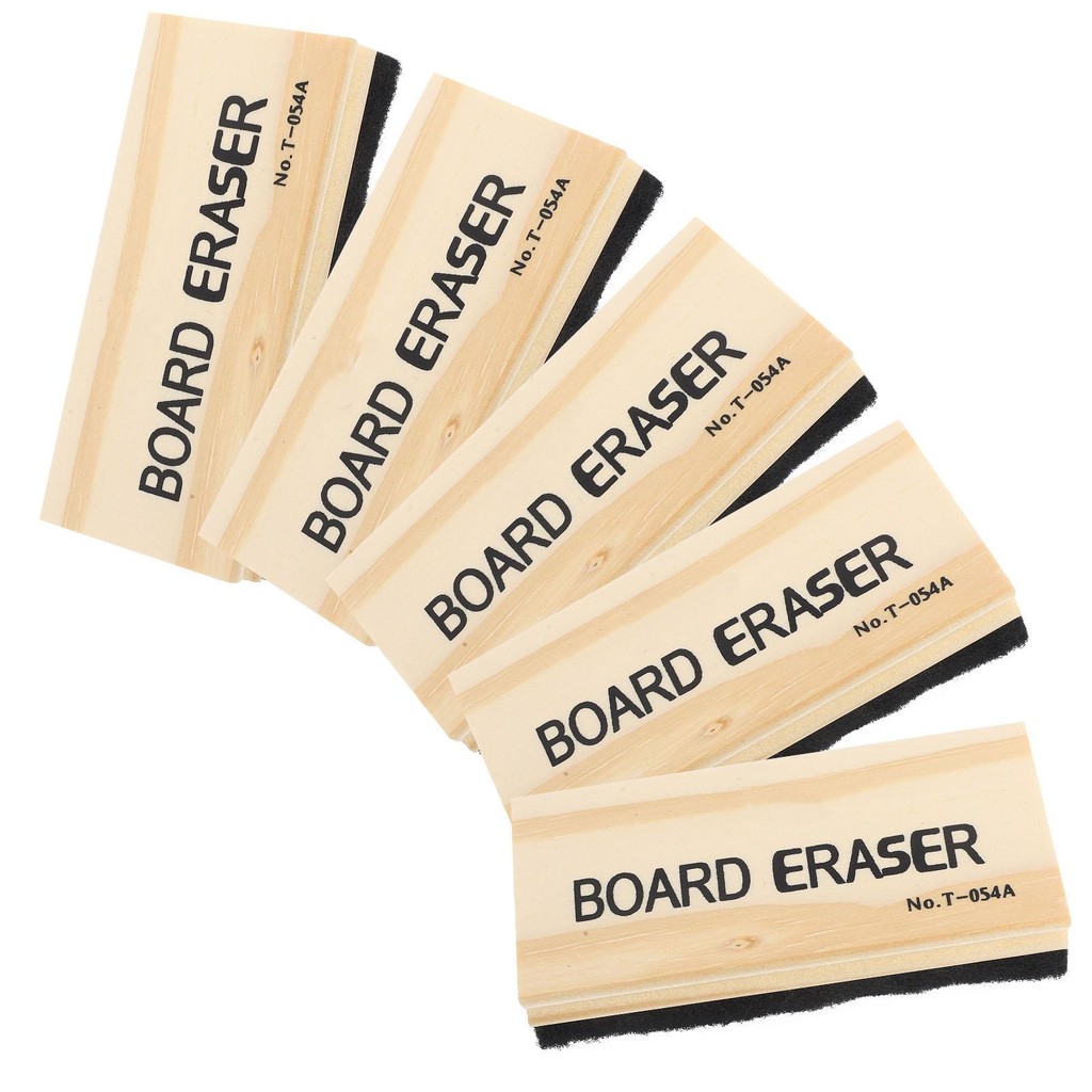 

5 Pcs Wooden Blackboard Eraser Lightweight Fiber Felt Cleaner Kids Classroom Office Whiteboard Use