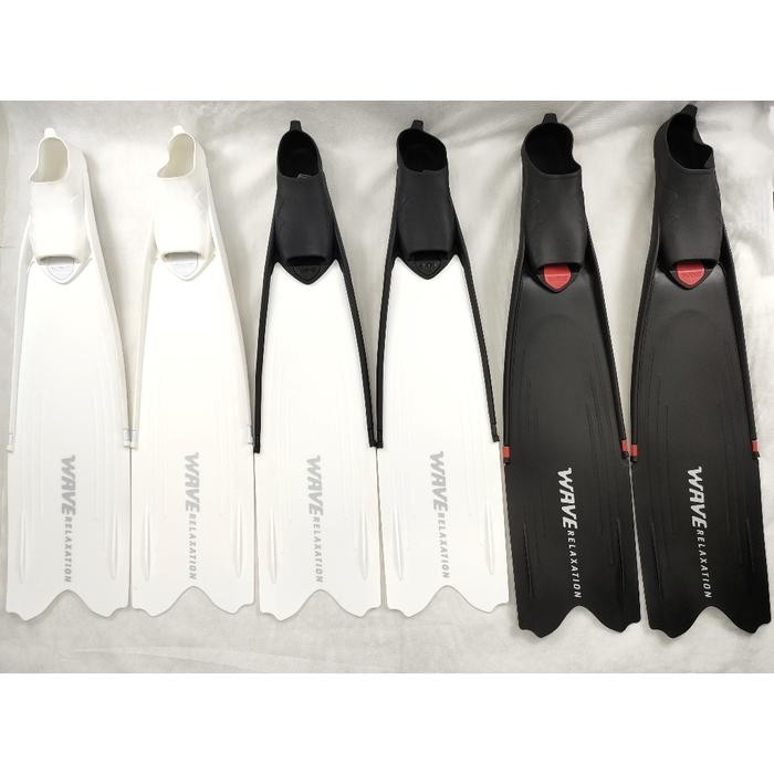 Long Fins Wave Kaki Katak Snorkling Diving Eksklusif Sepatu renang dewasa - Full Hitam, XS