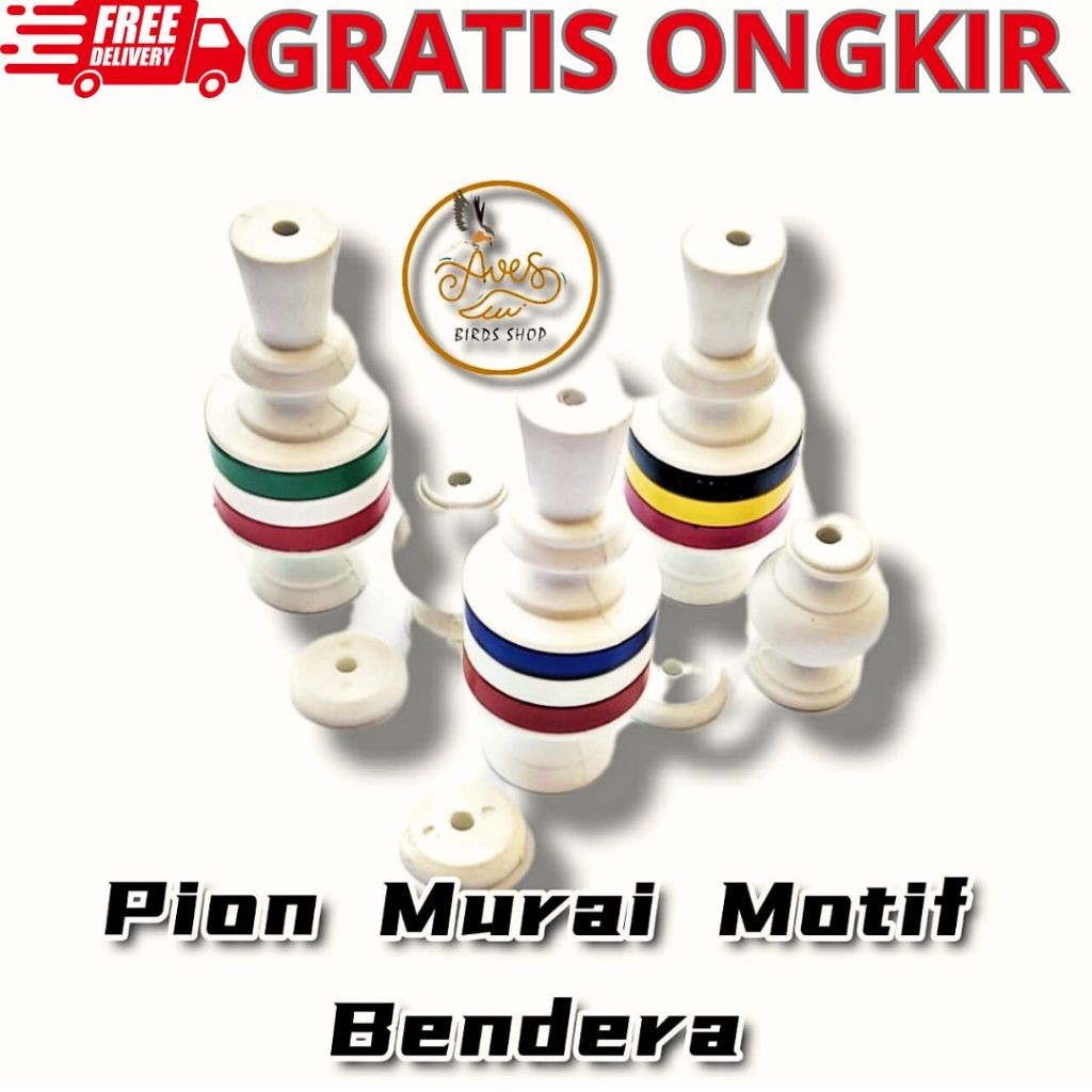 Pion Sangkar Murai Batu Pion Gantungan  Burung Murai Motif Bendera