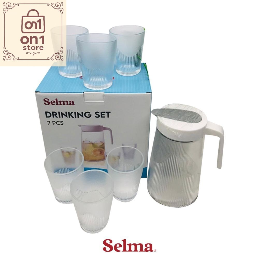 Set Teko Murah / Selma Set 7 Pcs Jade Teko Minum & Gelas Water Jug Pitcher Dengan Tutup Dan Handle P