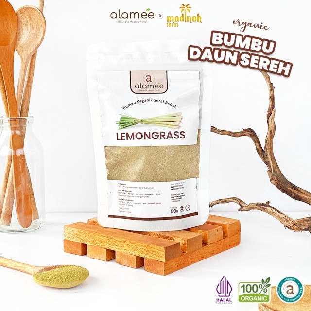 

ALAMEE Sereh Bubuk Lemongrass Powder Bumbu Dapur Organik Serai Murni Asli Tanpa Campuran 50g madinah