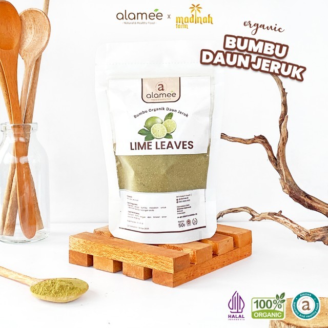 

ALAMEE Daun Jeruk Bubuk Lime Powder Bumbu Dapur Instan Organik Murni Asli Tanpa Campuran 50g madinah