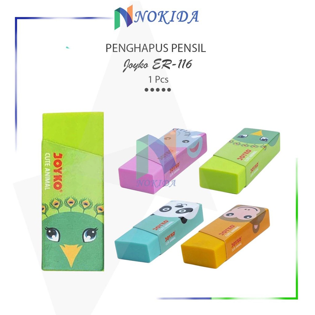 

Nokida Penghapus Pensil Besar Joyko [1 Pcs/ ER-116] / Alat Tulis Sekolah Stip Pemadam Pinsil Motif Hewan / Eraser Pencil Rainbow