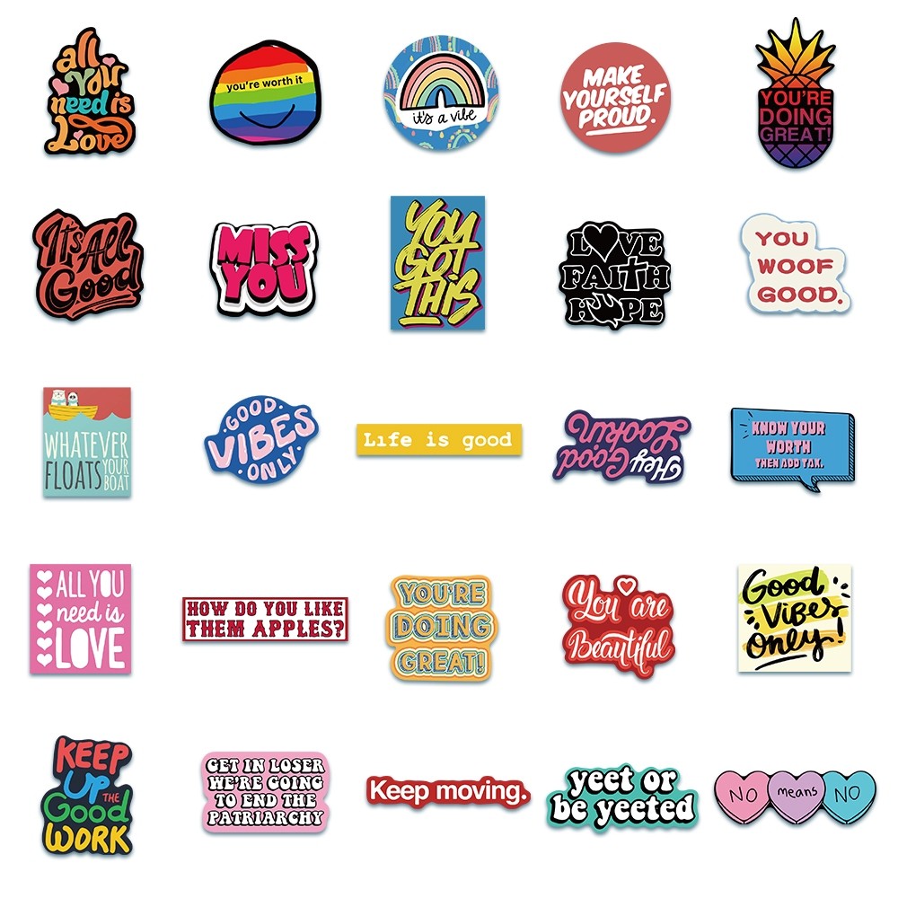 

Stiker Gaya Frase Inspirasional Trendi Bahasa Inggris Stiker untuk Buku Tempel/Buku Harian/HP/Dekorasi Laptop/Sticker Helm Tahan Air Vinil/Stiker Tablet Ponsel Stiker Tahan Air Berperekat