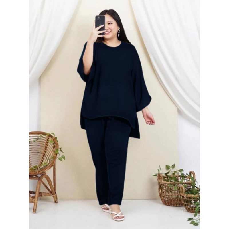 OLIPOPISHOP  one set wanita jumbo  polos ld110cm ,ld120cm -ld140cm