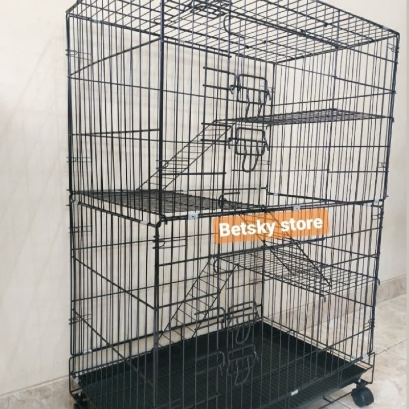 Kandang Kucing Tingkat 3 XL 75x47x100 Besi KokohCO