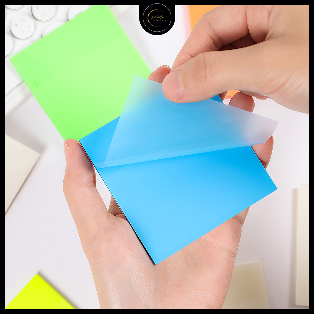 

EM 50 Lembar Sticky Notes Kertas Memo Paper Transparan Anti Air