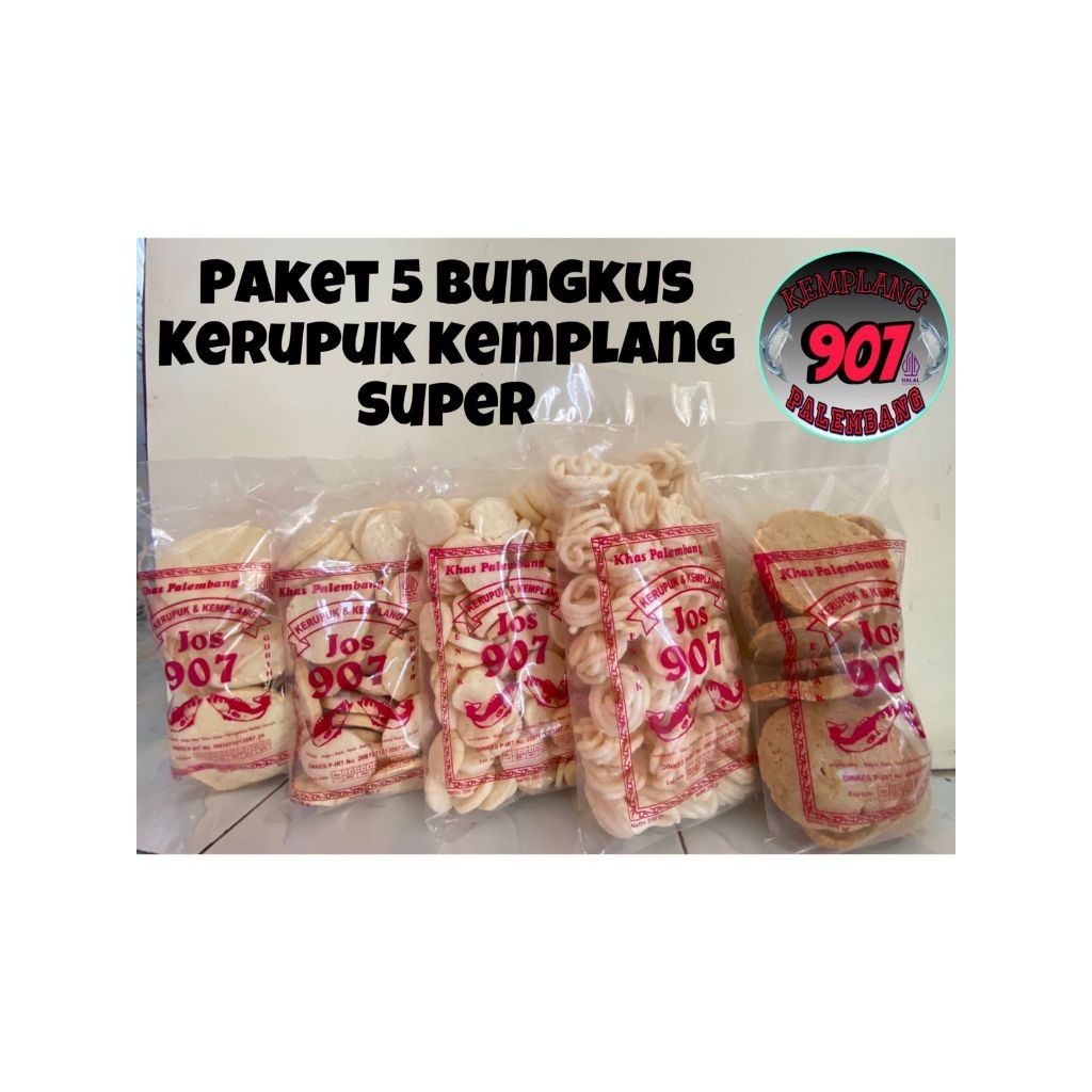 

Paket 5 bungkus CAMPUR + KULIT dengan berat masing-masing 200gram KERUPUK KEMPLANG KHAS PALEMBANG KUALITAS SUPER