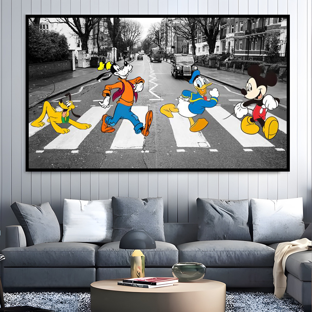 

MINISO Disney Cartoon Characters Mickey Mouse Donald Duck Goofy Pluto Wall Art Poster Canvas Painting Home Room Decoration Print